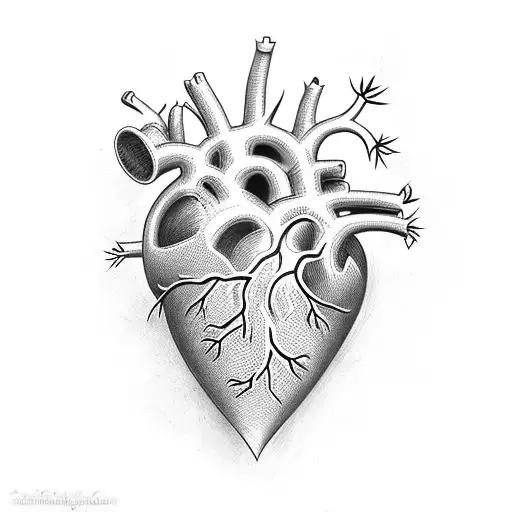 Heart, with thorns around it, shaded in colta with celestial details around it tattoo design idea