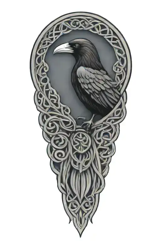 Celtic dara knot with a raven intertwined with celtic patterns with the raven  tattoo design idea