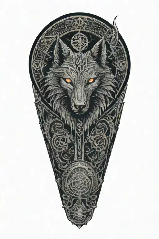 A Celtic wolf and Celtic Raven ontop tattoo design idea