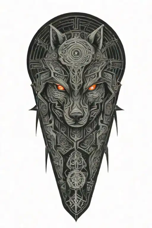 Celtic Warrior with Wolf and Raven tattoo design idea