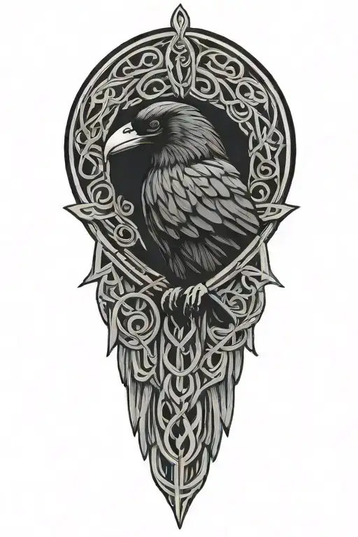 Celtic dara knot with a raven intertwined with celtic patterns with the raven  tattoo design idea