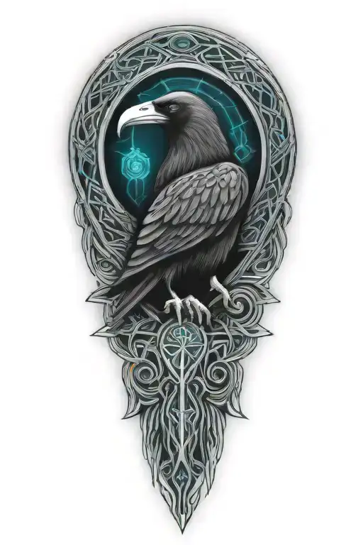 Celtic dara knot with a raven intertwined with celtic patterns with the raven  tattoo design idea