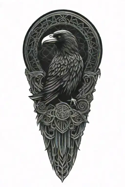 Celtic dara knot with a raven intertwined with celtic patterns with the raven  tattoo design idea