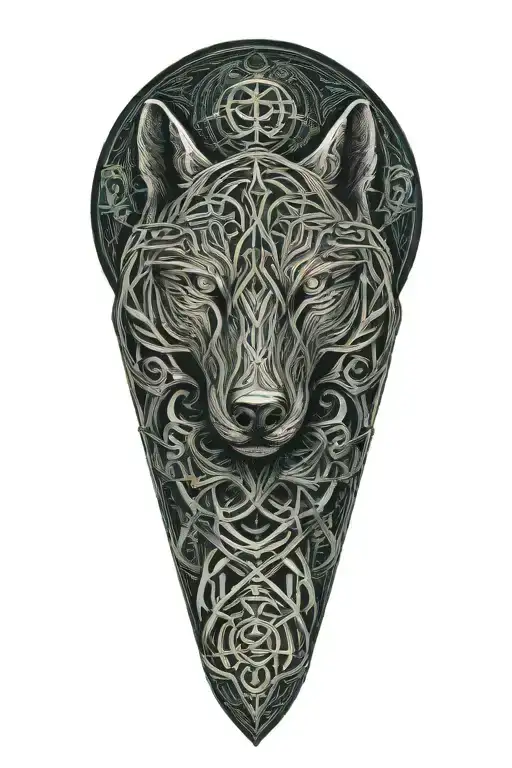 authentic Celtic knot with wolf and celtic patterns tattoo design idea