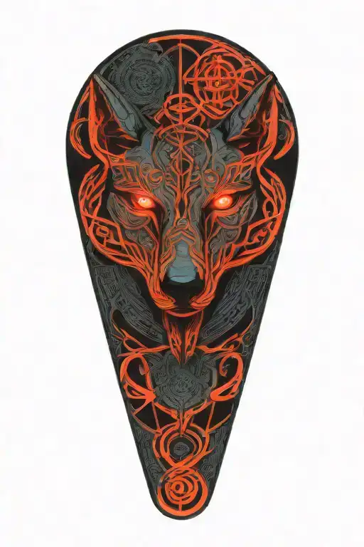Celtic dara knot with hurt wolf intertwined with celtic patterns and raged tattoo design idea