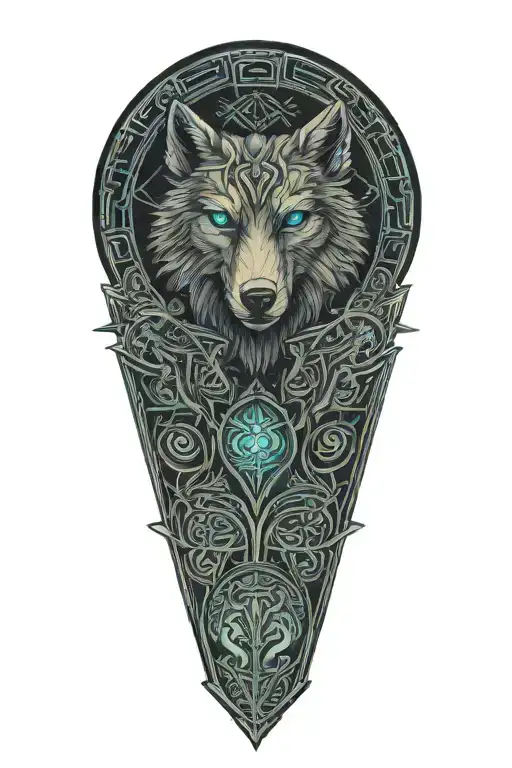 A Celtic wolf and Celtic dara knot raven  tattoo design idea