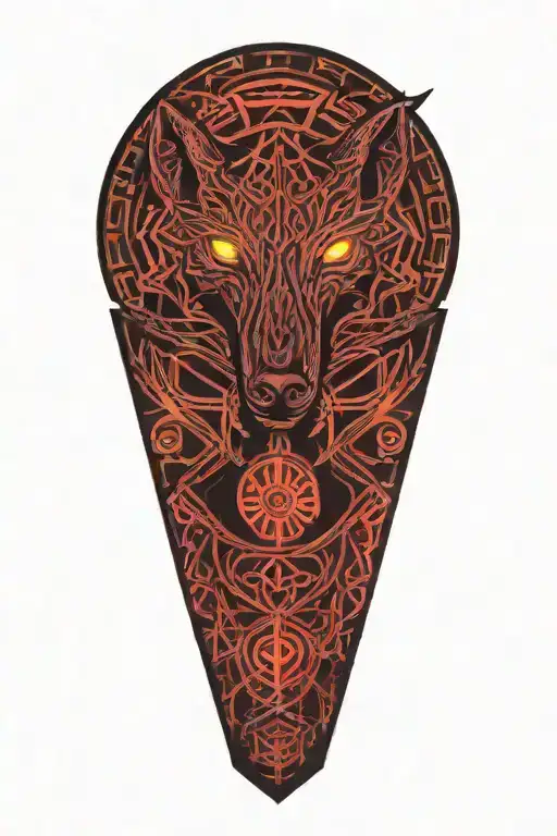Celtic dara knot with hurt wolf intertwined with celtic patterns and raged tattoo design idea