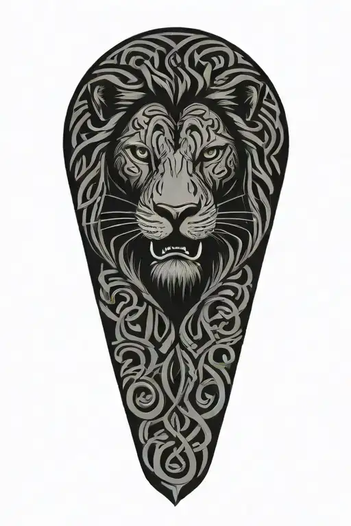 Celtic dara knot injured lion intertwined with celtic patterns  tattoo design idea