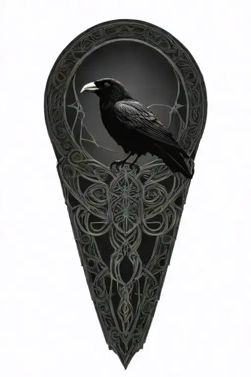 Celtic dara knot with a raven intertwined with celtic patterns and a warrior astethic  tattoo design idea