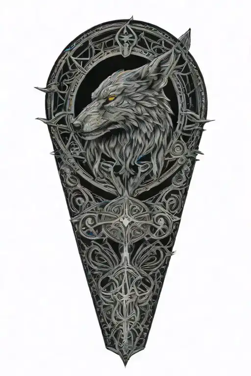 A Celtic wolf and Celtic Raven Grim Reaper tattoo design idea