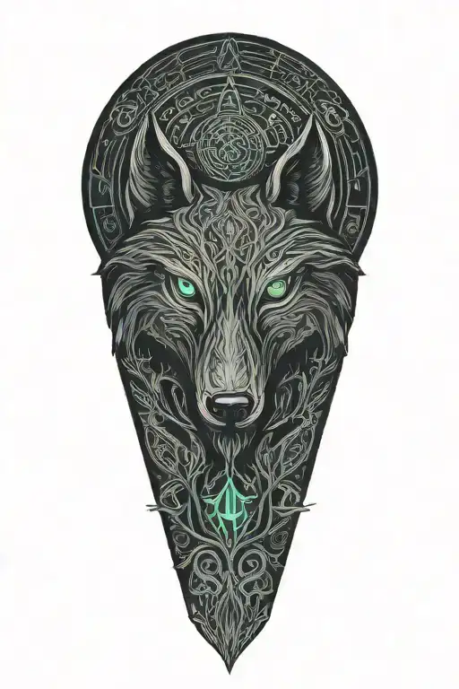 A Celtic wolf and Celtic dara knot raven  tattoo design idea