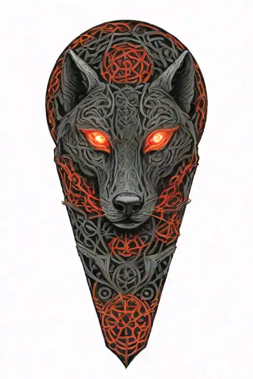 Celtic dara knot with hurt wolf intertwined with celtic patterns and raged with painful eyes and a large dara knot  tattoo design idea