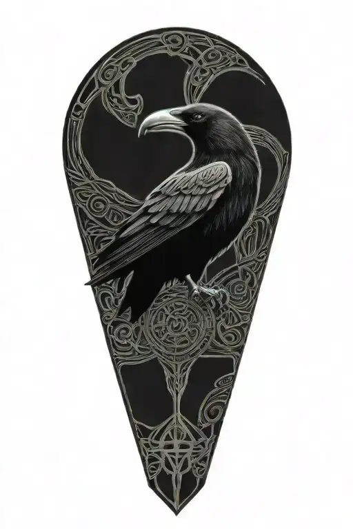 old fighter  Celtic dara knot with a raven intertwined with celtic patterns and the raven screeching tattoo design idea