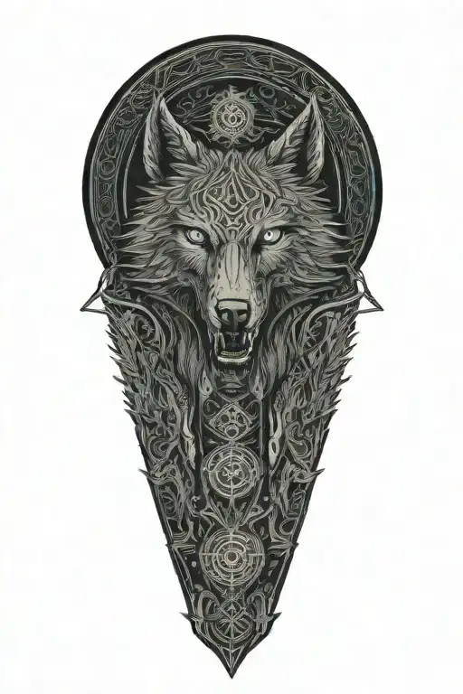 A Celtic wolf and Celtic Raven raging tattoo design idea