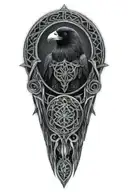 Celtic dara knot with a injured  raven intertwined with celtic patterns with the raven  tattoo design idea