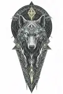 Add a wolf inside the ravens torso with it dying dara knot tattoo design idea