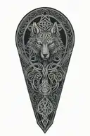 authentic Celtic tree  knot with wolf and celtic patterns tattoo design idea