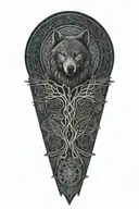 authentic Celtic tree  knot with wolf and celtic patterns tattoo design idea