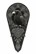 old Celtic dara knot with a raven intertwined with celtic patterns and the raven screeching tattoo design idea