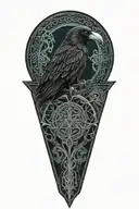 old Celtic dara knot with a raven intertwined with celtic patterns and the raven screeching tattoo design idea