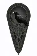Celtic dara knot with a raven intertwined with celtic patterns and a warrior astethic  tattoo design idea