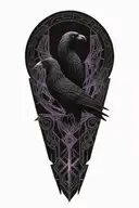 Celtic dara knot with a raven intertwined with celtic patterns and a warrior astethic  tattoo design idea