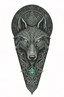 A Celtic wolf and Celtic dara knot raven  tattoo design idea