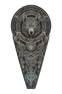 A Celtic wolf and Celtic dara knot raven  tattoo design idea
