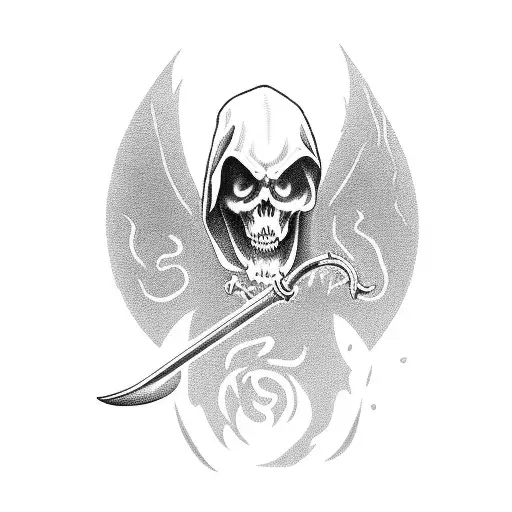 Grim Reaper hooded with scythe tattoo design idea