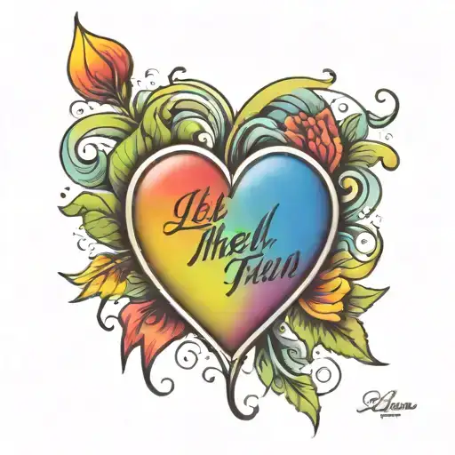 Fancy Rainbow Heart with Fancy Text Let Them tattoo design idea