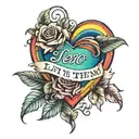 Fancy Rainbow Heart with Roses with Fancy Text Let Them tattoo design idea