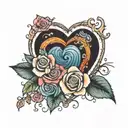 Fancy Rainbow Heart with Roses with Fancy Text Let Them tattoo design idea