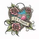 Fancy Rainbow Heart with Roses with Fancy Text Let Them tattoo design idea