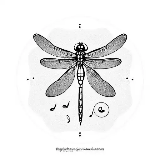 dragonfly, music, dandelion  tattoo design idea