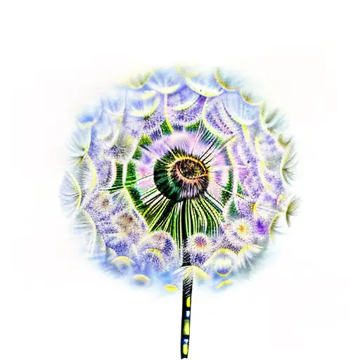 dandelion,  the word Dream,   watercolor,  dragonfly, music tattoo design idea