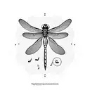 dragonfly, music, dandelion  tattoo design idea