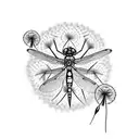dragonfly, music, dandelion  tattoo design idea