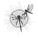 dragonfly, music, dandelion  tattoo design idea