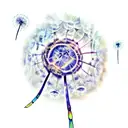 dandelion,  the word Dream,   watercolor,  dragonfly, music tattoo design idea