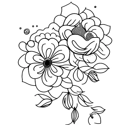 delicate flowers for an aunt and niece tattoo design idea