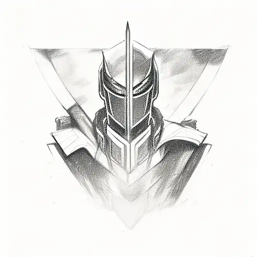 A sketch-style portrait of Jhin, Lucian, and Ezreal tattoo design idea