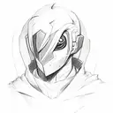 A sketch-style portrait of Jhin, Lucian, and Ezreal tattoo design idea