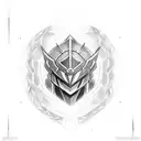 A dotwork design featuring Jhin, Lucian, and Ezreal's weapons intertwined tattoo design idea