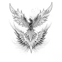 Phoenix with open wings tattoo design idea