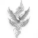 Phoenix with open wings tattoo design idea