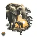 elephant and Sunshine  tattoo design idea