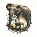elephant and Sunshine  tattoo design idea