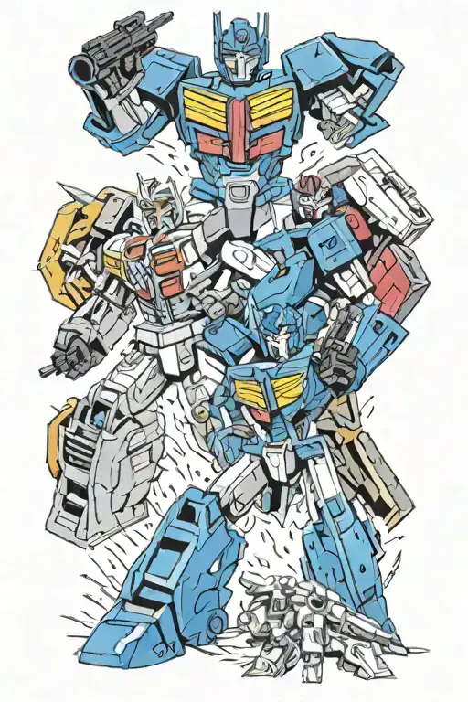 transformers g1 tattoo sleeve design full colour. Autobots fighting decepticons  tattoo design idea