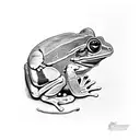 black and white tree frog tattoo design idea