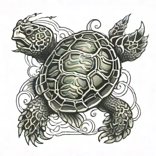 Shellback turtle cut away biomechanical tattoo tattoo design idea
